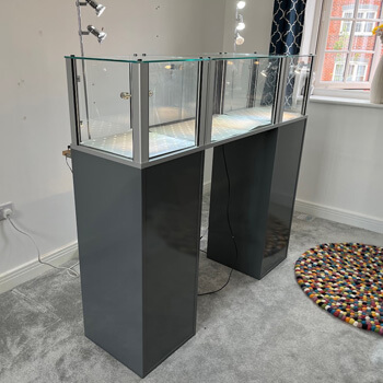 Glass display cabinets with additional lights