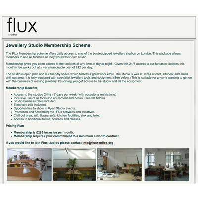 Jewellery Studio at Flux – Bench space Available – Apply Now
