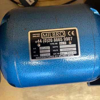 Milbro Polishing Motor 1/2hp, Includes Spindles, 2,800rpm